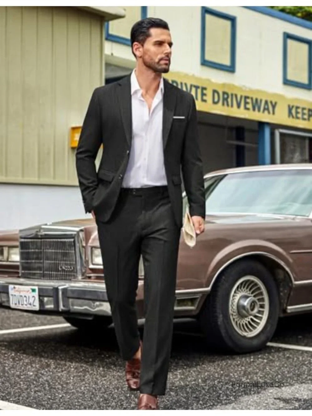 Men's 2 Piece Classic Fit Suit Set Notched Lapel Wedding Business